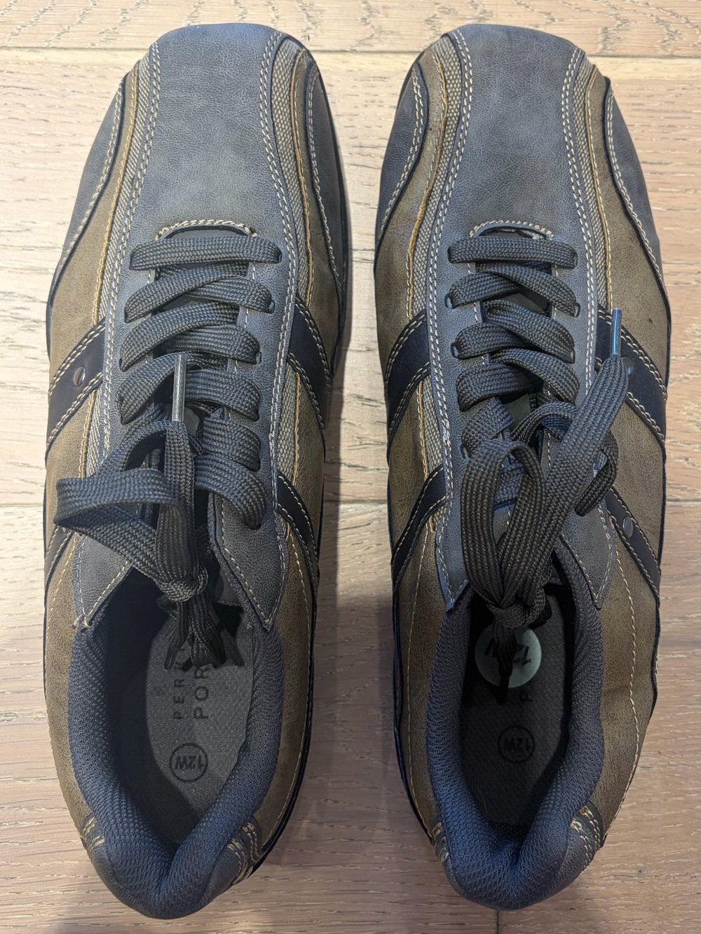 Perry Ellis Men's Lace-Up Sneakers in Gray and Brown